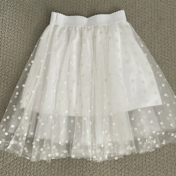 White Tulle Skirt with Polka Dots - Picture 1 of 8